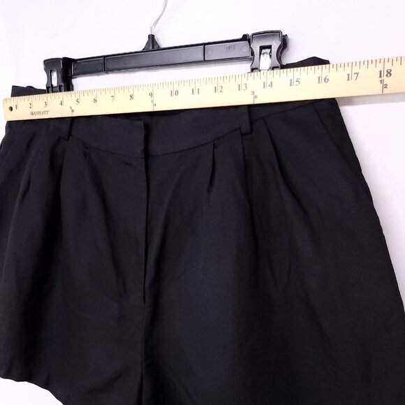 Frame Linen Blend Shorts Size 12 High Rise Black Pleated with Pockets 3" - Picture 5 of 12